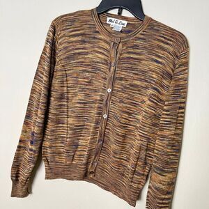 100% Silk Knit Mel & Lisa Button Front Top Natural Fibers VTG Y2K SM